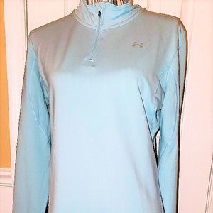 NEW Under Armour Women's XL SemiFitted Zip Neck Long Sleeve Powder Blue ColdGear